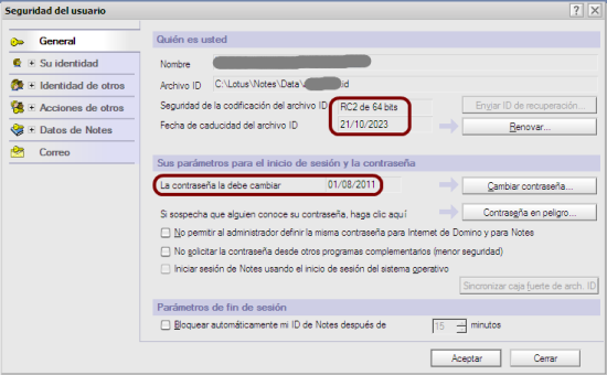 Propiedades de un fichero ID