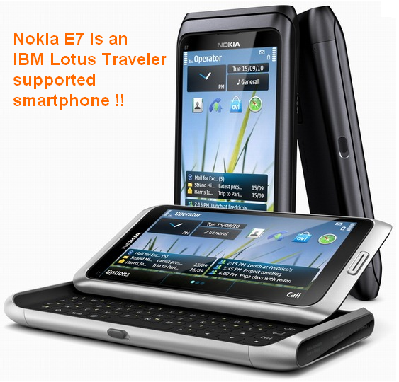 Nokia E7 is an IBM Lotus Traveler smartphone
