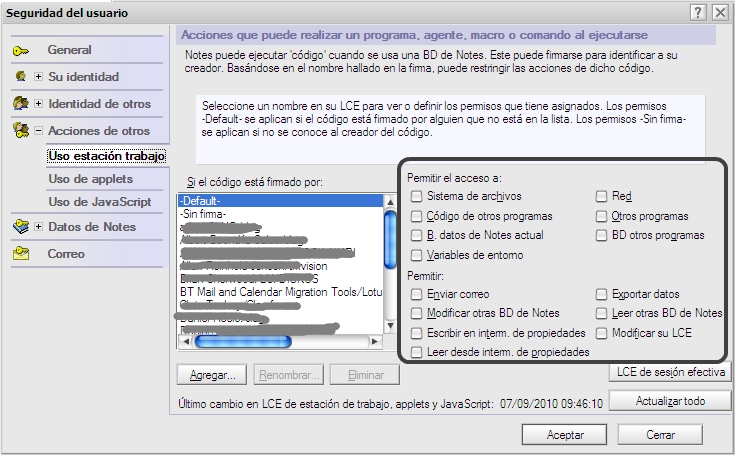 Seguridad Lotus Notes