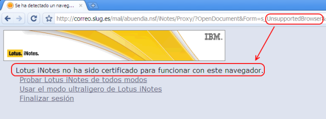 Accediendo a Lotus iNotes 8.5.1 con Google Chrome